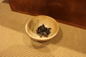 Bowl of decorative bolts to go into the threaded inserts